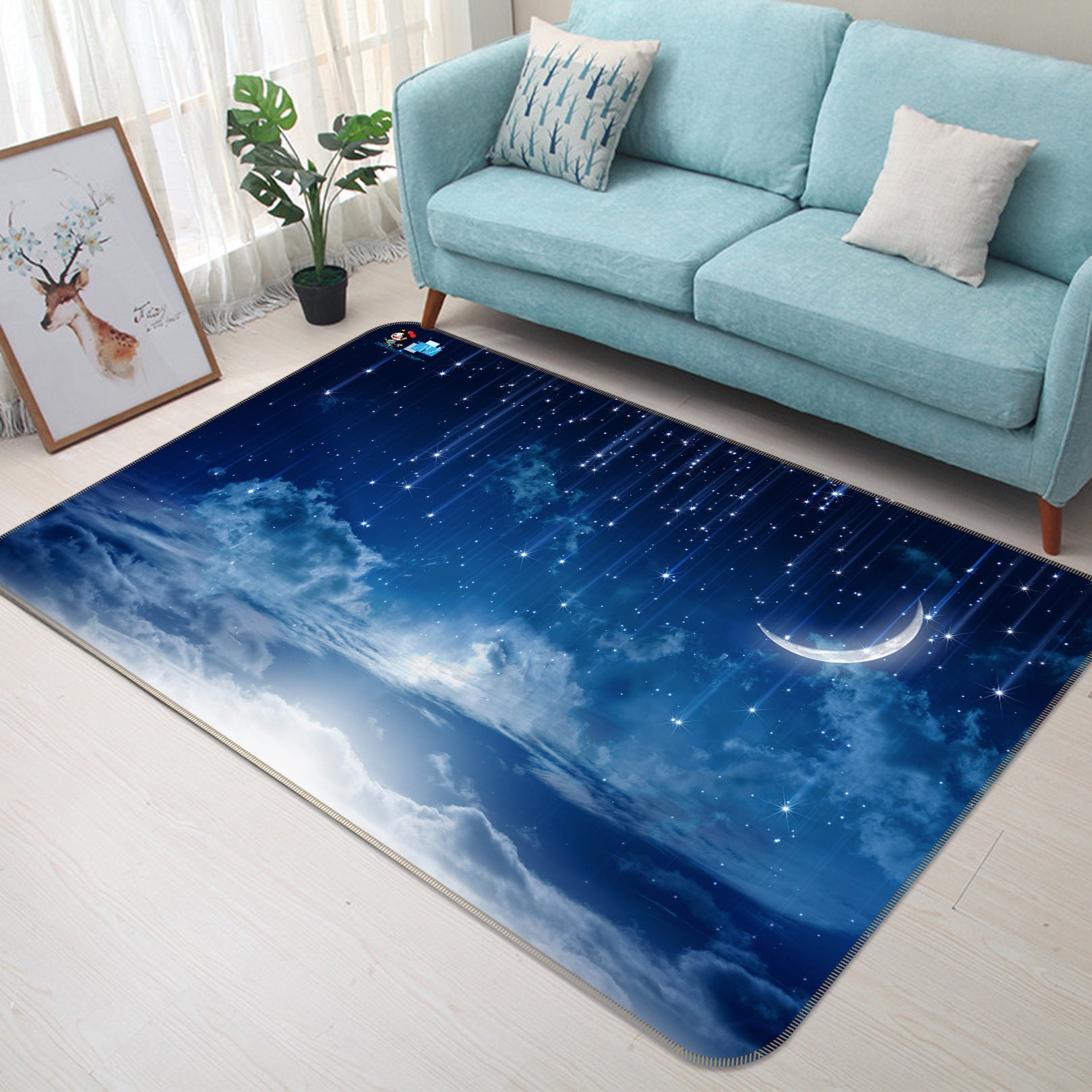 3D Blue Starry Sky FFF600 Floor Non Slip Rug Room Mat Round | Etsy