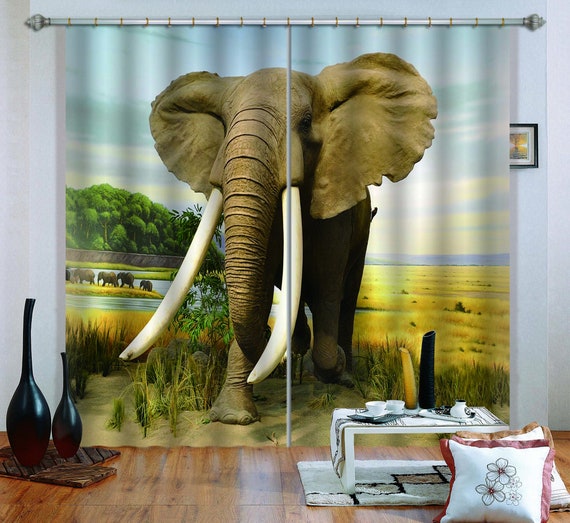 3D Giant Elephant C251 Blockout Photo Curtain Print Curtains - Etsy