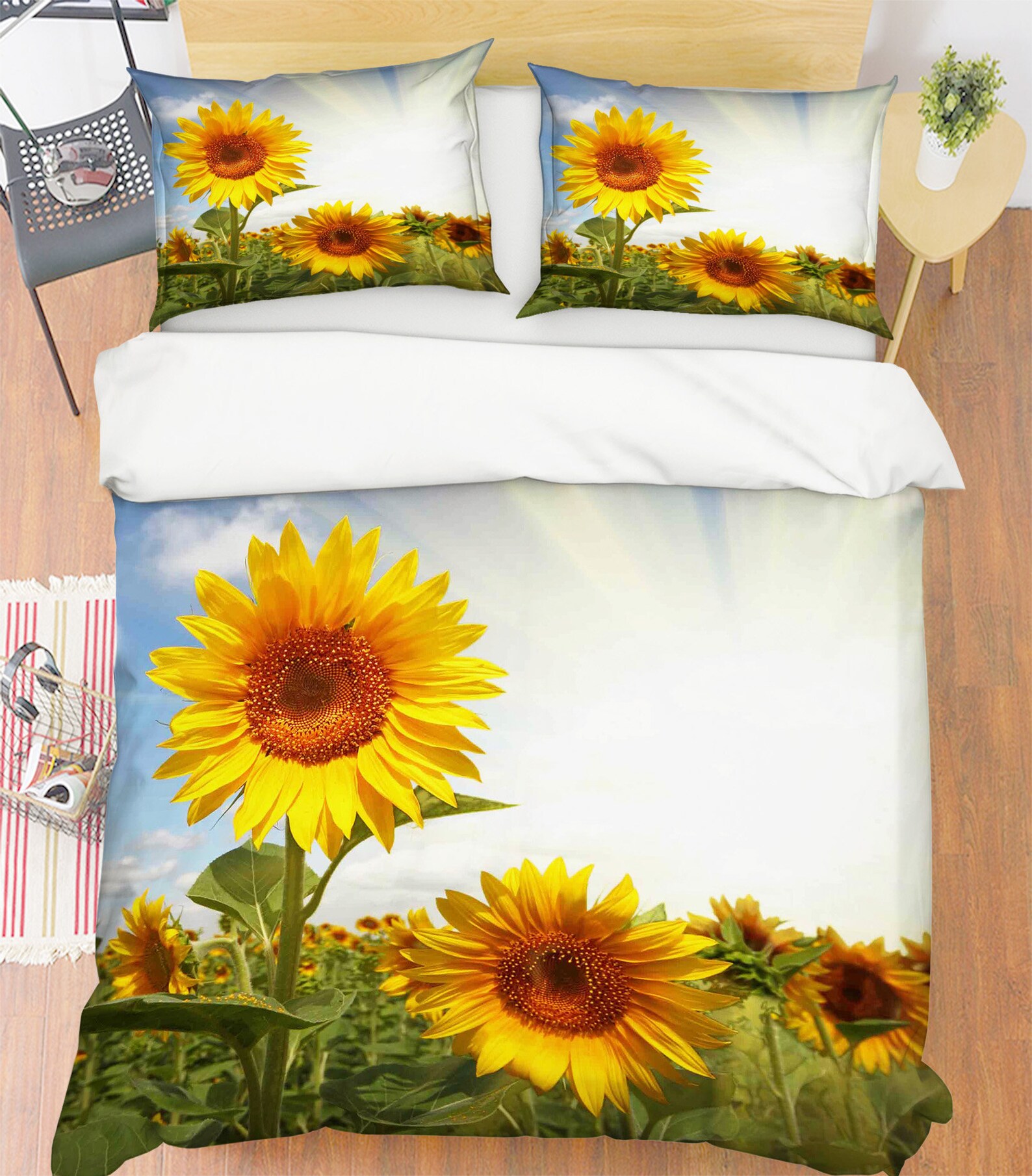 3D Yellow Sunflower MMM27 Duvet Cover Bedding Set Quilt Cover Etsy