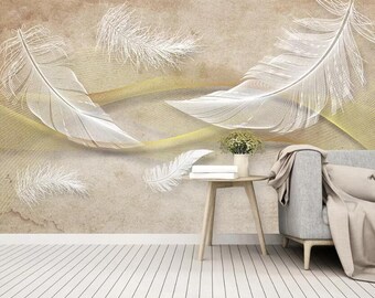 3D Colorful Feather WGN212 Wallpaper Mural Decal Mural Photo Sticker Decal Wall Self-Adhesive Wall Art Design 3d printed Removable Wallpaper