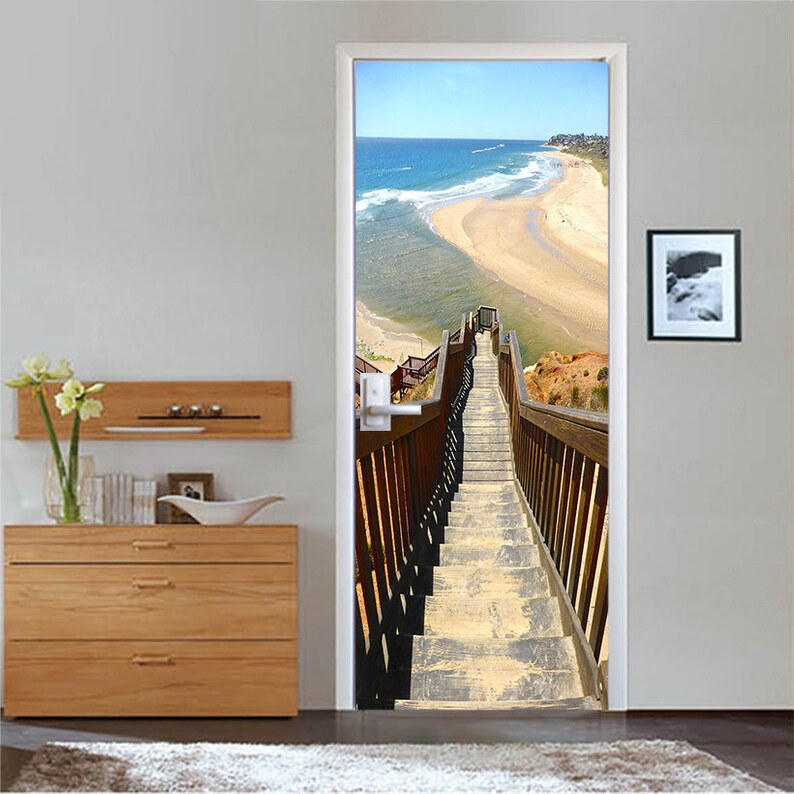 3D Beach E83 Door Wall Mural Photo Wall Sticker Decal Wall Etsy