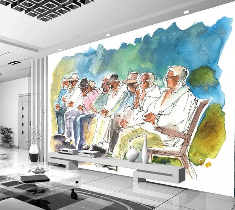 3D Happy Meeting GN1156 Wallpaper Mural Decal Mural Photo Sticker Decal Wall Self-Adhesive Wall Art Design 3d printed Removable Wallpaper