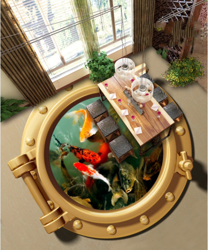 3D Goldfish F189 Floor Wallpaper Murals Self-Adhesive Removable Kitchen Bath Floor Waterproof floor Rug Mat Print Epoxy AJ WALLPAPER