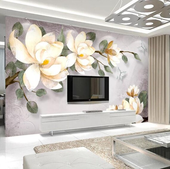 3D White Camellia GNGN285 Wallpaper Mural Decal Mural Photo | Etsy