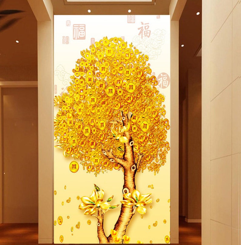 3D Gold Coins Tree GN462 Wallpaper Mural Decal Mural Photo - Etsy