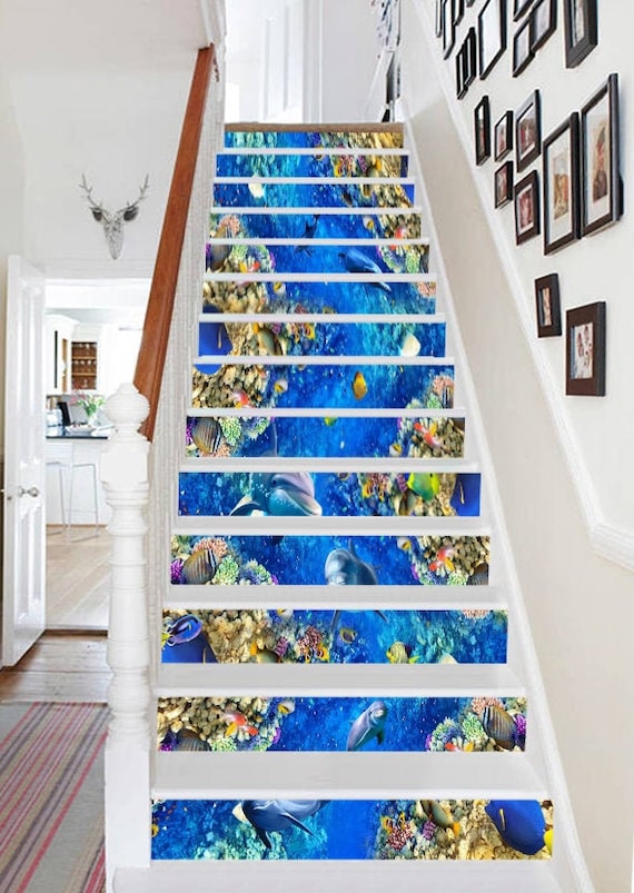 3D Ocean E127 Pattern Tile Marble Stair Risers Decoration Photo Mural Vinyl Decal Wallpaper Murals Wallpaper Mural