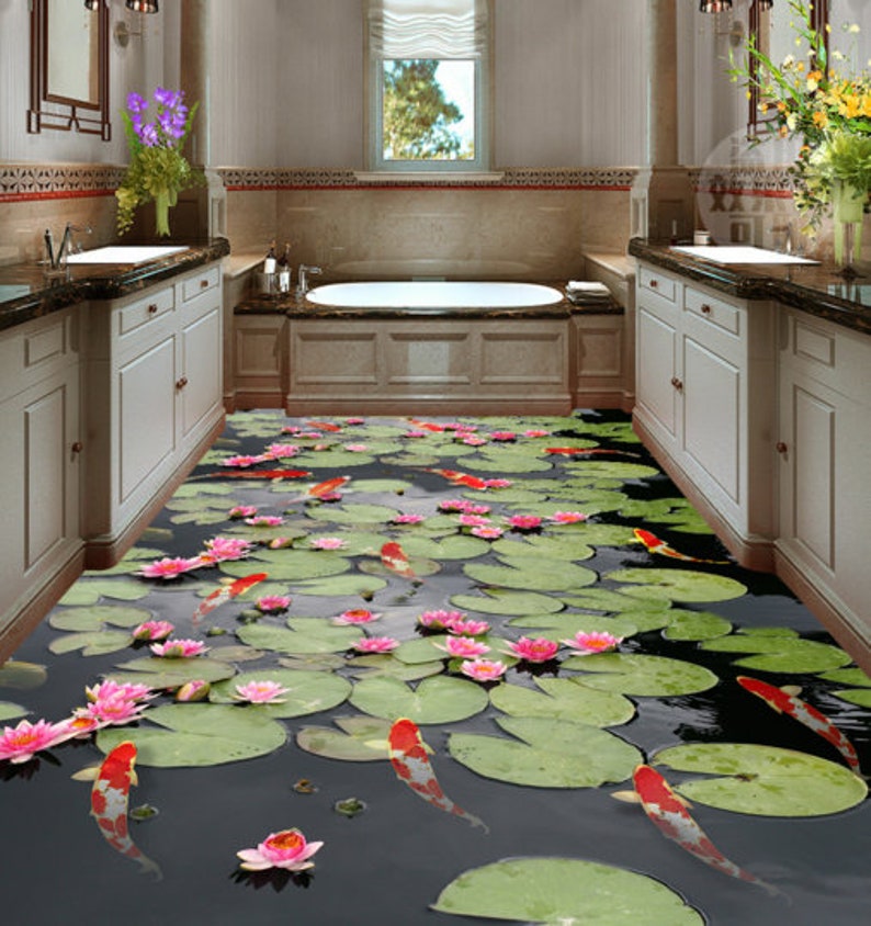 3D Lotus Leaves F714 Floor Wallpaper Murals Self-adhesive - Etsy