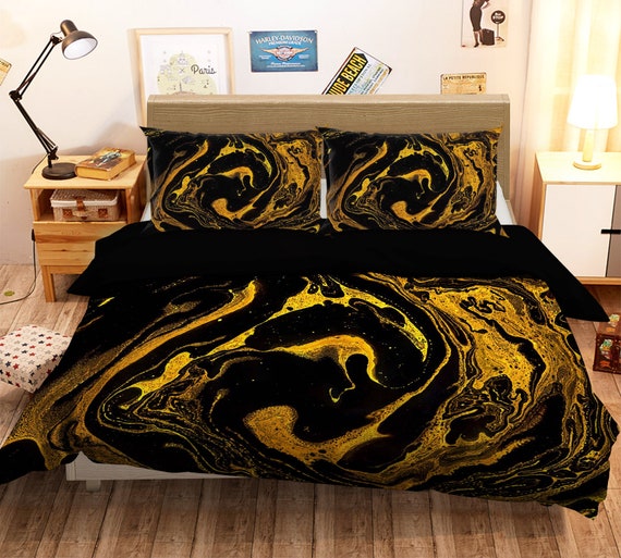 3D Gold Liquid D15 Duvet Cover Bedding Set Quilt Cover Quilt | Etsy
