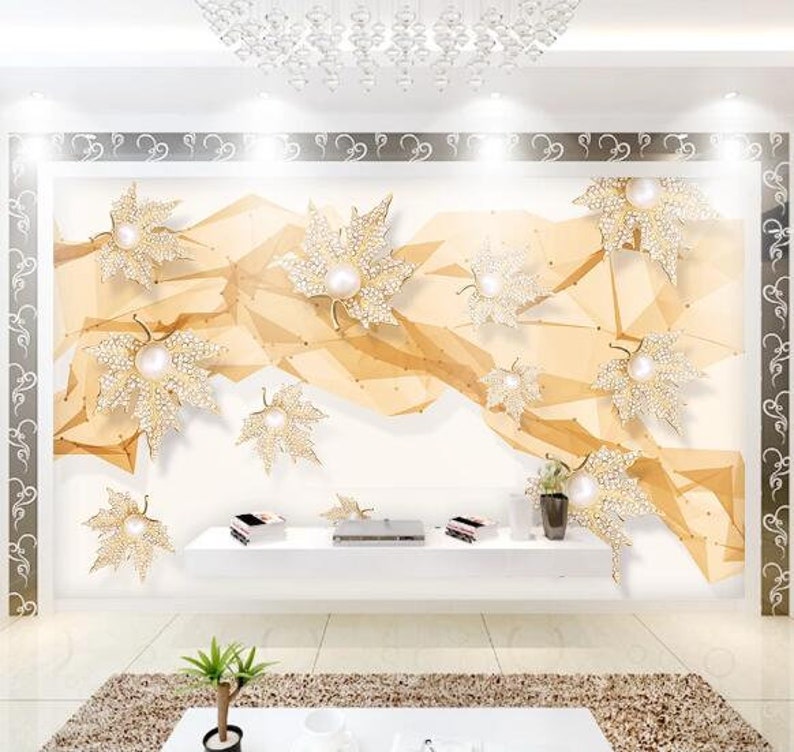 3D Maple Leaves GNGN107 Wallpaper Mural Decal Mural Photo Sticker Decal Wall Self-Adhesive Wall Art Design 3d printed Removable Wallpaper