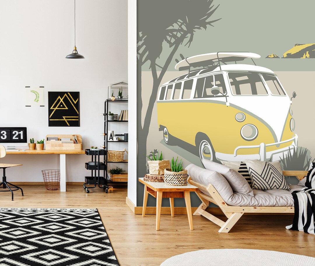 3D Polzeath Camper A184 Wallpaper Mural Decal Mural Photo - Etsy
