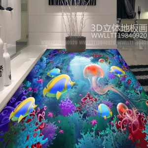 3D Coral Memory F1717 Floor Wallpaper Murals Self-Adhesive Removable Kitchen Bath Floor Waterproof  floor Rug Mat Print Epoxy AJ WALLPAPER