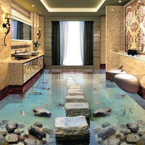 Details about / 3D Stone River 13625NA Floor WallPaper Murals Wall Print 5D AJ WALLPAPER UK Fay