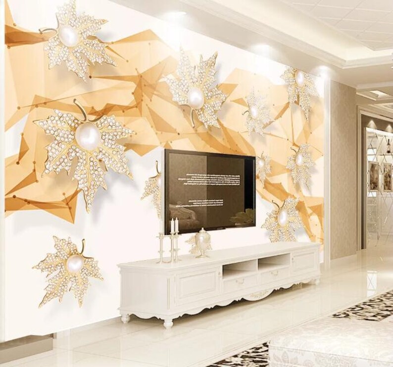 3D Maple Leaves GNGN107 Wallpaper Mural Decal Mural Photo Sticker Decal Wall Self-Adhesive Wall Art Design 3d printed Removable Wallpaper
