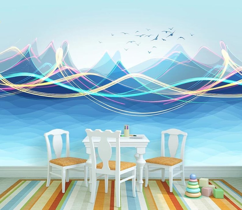 3D Blue Hills GNGN917 Wallpaper Mural Decal Mural Photo Sticker Decal Wall Self-Adhesive Wall Art Design 3d printed Removable Wallpaper