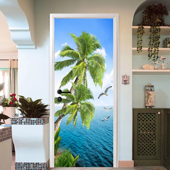 3D Palm Trees D283 Door Wall Mural Photo Wall Sticker Decal | Etsy