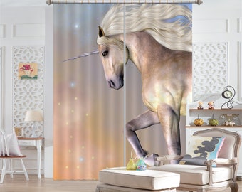 3D Horse White Blockout Photo Curtain Printing Curtains Drapes Fabric Window AU 