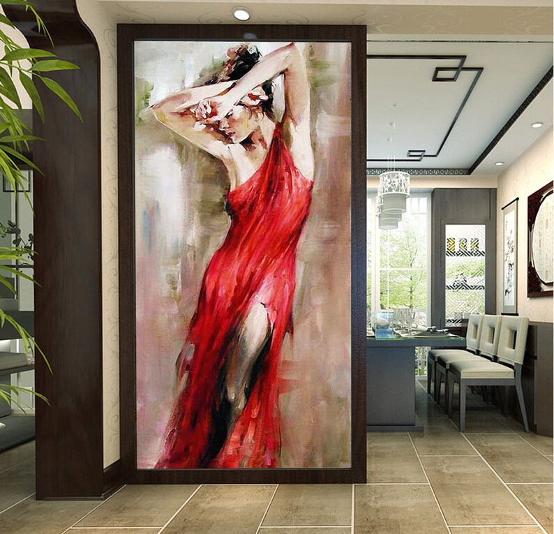 3D Red Skirt Woman GN388 Wallpaper Mural Decal Mural Photo Sticker Decal Wall Self-Adhesive Wall Art Design 3d printed Removable Wallpaper