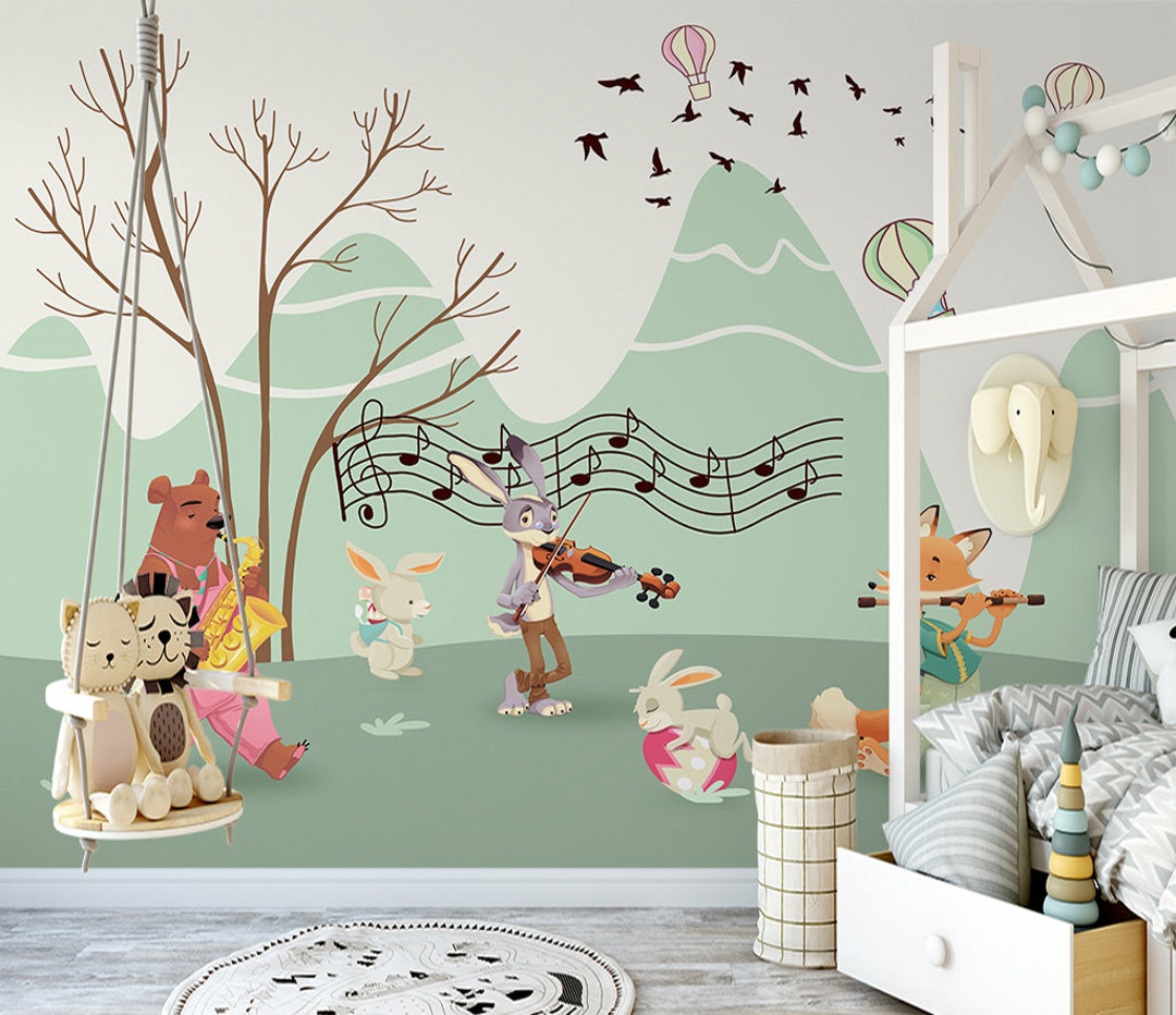 3D Cartoon Animals L02 Wallpaper Mural Decal Mural Photo - Etsy 3D Cartoon Animals L02 Wallpaper Mural Decal Mural Photo - Etsy