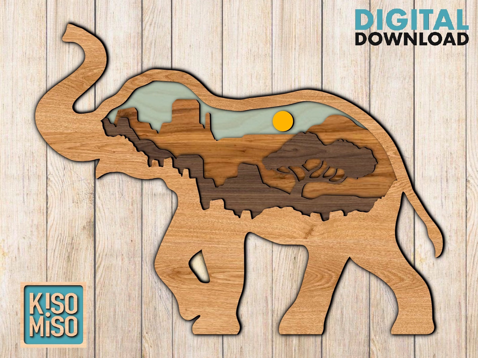 Elephant/ Laser cut files/SVG/ DXF/ Home decor/ Multilayer Etsy