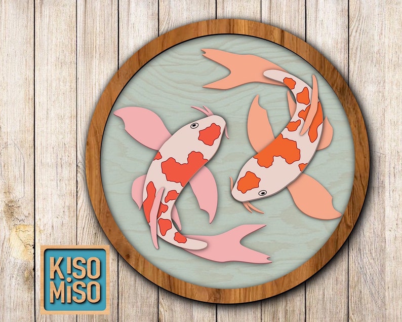 Koi fish SVG laser cut files for Glowforge.Layered file ...