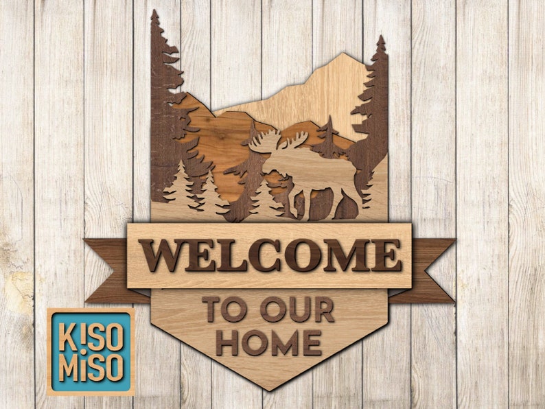 Download Moose/ Laser cut files/ SVG/ DXF/ Home decor/ Welcome door ...