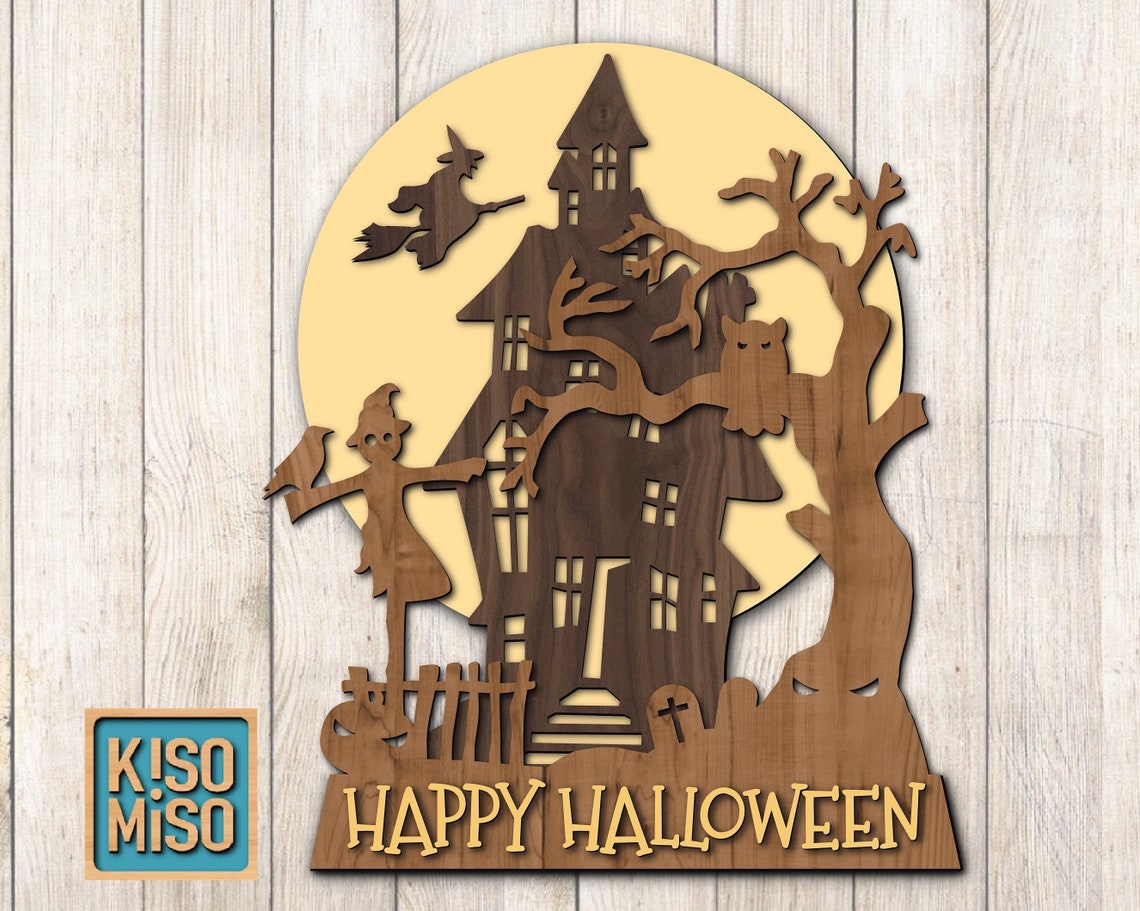 Halloween scene/Halloween sign/ SVG laser cut Etsy