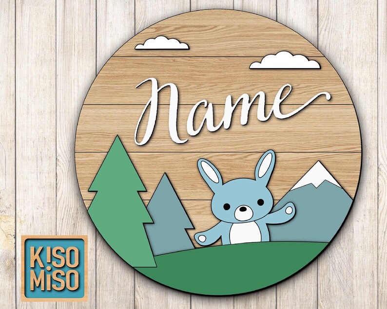Download Bunny. Nursery name sign SVG laser cut files for Glowforge ...