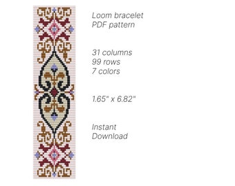 Loom bracelet pattern, Loom stitch bracelet pattern, seed bead pattern,  Loom PDF pattern,  miyuki delica pattern
