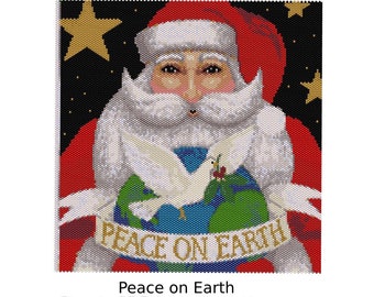 Peace on Earth Peyote PDF Pattern, Peyote Tapestry Pattern, seed bead pattern, Peyote PDF pattern, miyuki delica pattern