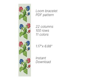 Loom bracelet pattern, Loom stitch bracelet pattern, seed bead pattern,  Loom PDF pattern,  miyuki delica pattern