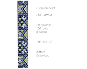 Loom bracelet pattern, Loom stitch bracelet pattern, seed bead pattern,  Loom PDF pattern,  miyuki delica pattern
