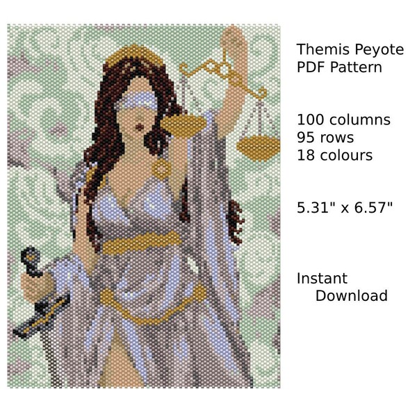 Themis Peyote Tapestry Pattern, Peyote Tapestry Pattern, seed bead pattern, Peyote PDF pattern, miyuki delica pattern