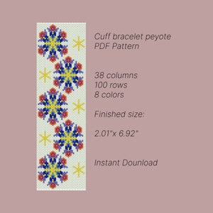 Cuff bracelet pattern,  Peyote stitch bracelet pattern, seed bead pattern,  Peyote PDF pattern,  miyuki delica pattern
