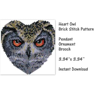 Hartuil steensteekpatroon, hanger, ornament, broche, pdf-patroon, rocaillepatroon, pdf, miyuki-delicapatroon