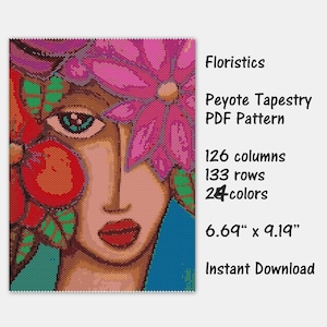 Floristics Peyote Tapestry PDF Pattern, Peyote Tapestry Pattern, seed bead pattern, Peyote PDF pattern, miyuki delica pattern