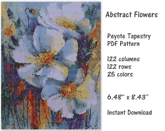 抽象的な花のタペストリー ペヨーテ PDF パターン、ペヨーテ タペストリー パターン、シード ビーズ パターン、ペヨーテ PDF パターン、ミユキ デリカ パターン