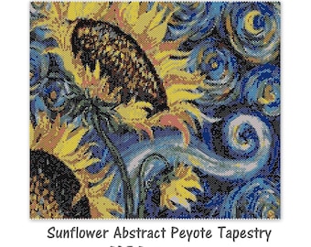 Sunflower Abstract  peyote tapestry Pattern, Peyote Tapestry Pattern, seed bead pattern, Peyote PDF pattern, miyuki delica pattern