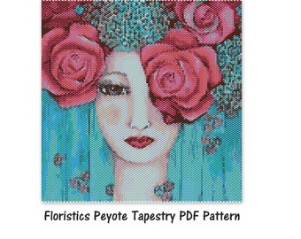 Floristics Peyote Tapestry PDF Pattern, Peyote Tapestry Pattern, seed bead pattern, Peyote PDF pattern, miyuki delica pattern