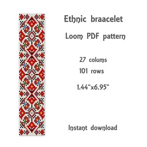 Traditional bulgarian motive bracelet loom pattern, Loom stitch bracelet pattern, seed bead pattern, Loom PDF pattern, miyuki delica pattern
