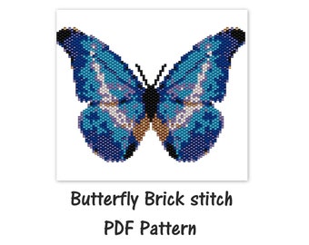 Brick Stitch Butterfly Pattern,  Beaded butterfly , seed bead pattern, PDF , miyuki delica pattern