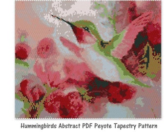 Abstract Hummingbirds Peyote Tapestry Pattern, Peyote Tapestry Pattern, seed bead pattern, Peyote PDF pattern, miyuki delica pattern