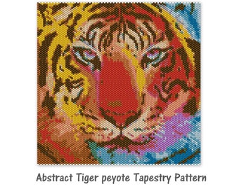 Tiger Abstract Peyote Tapestry Pattern, Peyote Tapestry Pattern, seed bead pattern, Peyote PDF pattern, miyuki delica pattern