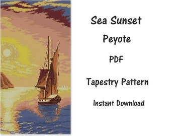 Sea Sunset Peyote Tapestry PDF Pattern, Peyote Tapestry Pattern, seed bead pattern, Peyote PDF pattern, miyuki delica pattern