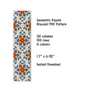 Geometric Peyote Bracelet Pattern, Peyote stitch bracelet pattern, seed bead pattern, Peyote PDF pattern, miyuki delica pattern
