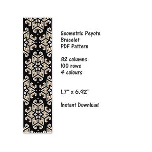 Geometric Peyote Bracelet Pattern, Peyote stitch bracelet pattern, seed bead pattern, Peyote PDF pattern, miyuki delica pattern