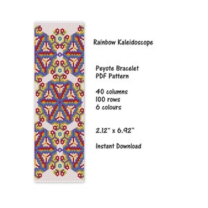 Rainbow Kaleidoscope Peyote Bracelet PDF Pattern, Peyote stitch bracelet pattern, seed bead pattern, miyuki delica pattern