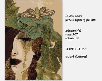 Golden Tears Peyote PDF Pattern, Peyote Tapestry Pattern, seed bead pattern, Peyote PDF pattern, miyuki delica pattern