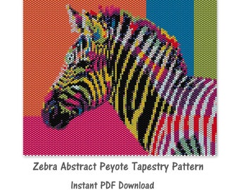 Zebra Abstract Peyote Tapestry PDF Pattern, Peyote Tapestry Pattern, seed bead pattern, Peyote PDF pattern, miyuki delica pattern
