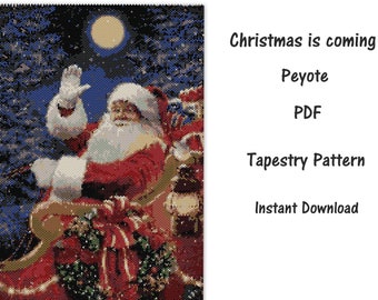 Christmas is coming Peyote PDF Pattern, Peyote Tapestry Pattern, seed bead pattern, Peyote PDF pattern, miyuki delica pattern