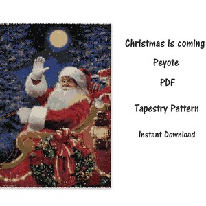 クリスマスがやってくる ペヨーテ PDF パターン、ペヨーテ タペストリー パターン、シードビーズ パターン、ペヨーテ PDF パターン、ミユキ デリカ パターン